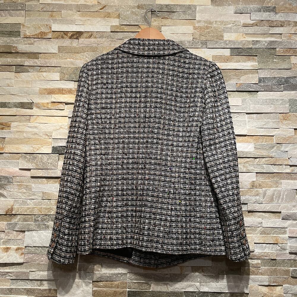 Chanel 05 Black White Plaid Tweed Sequin Jacket FR 40 | Gold Buttons Blazer Rare - Picture 8 of 16